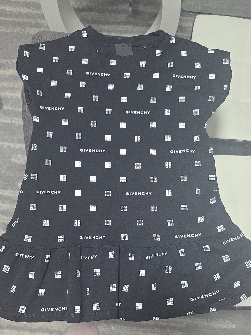 Givenchy Black and White Logo-Print Dress.